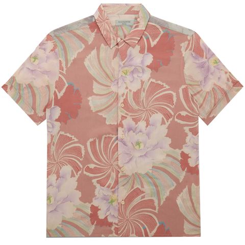 Clothing, Sleeve, Pink, T-shirt, Collar, Polo shirt, Pattern, Peach, Design, Top, 