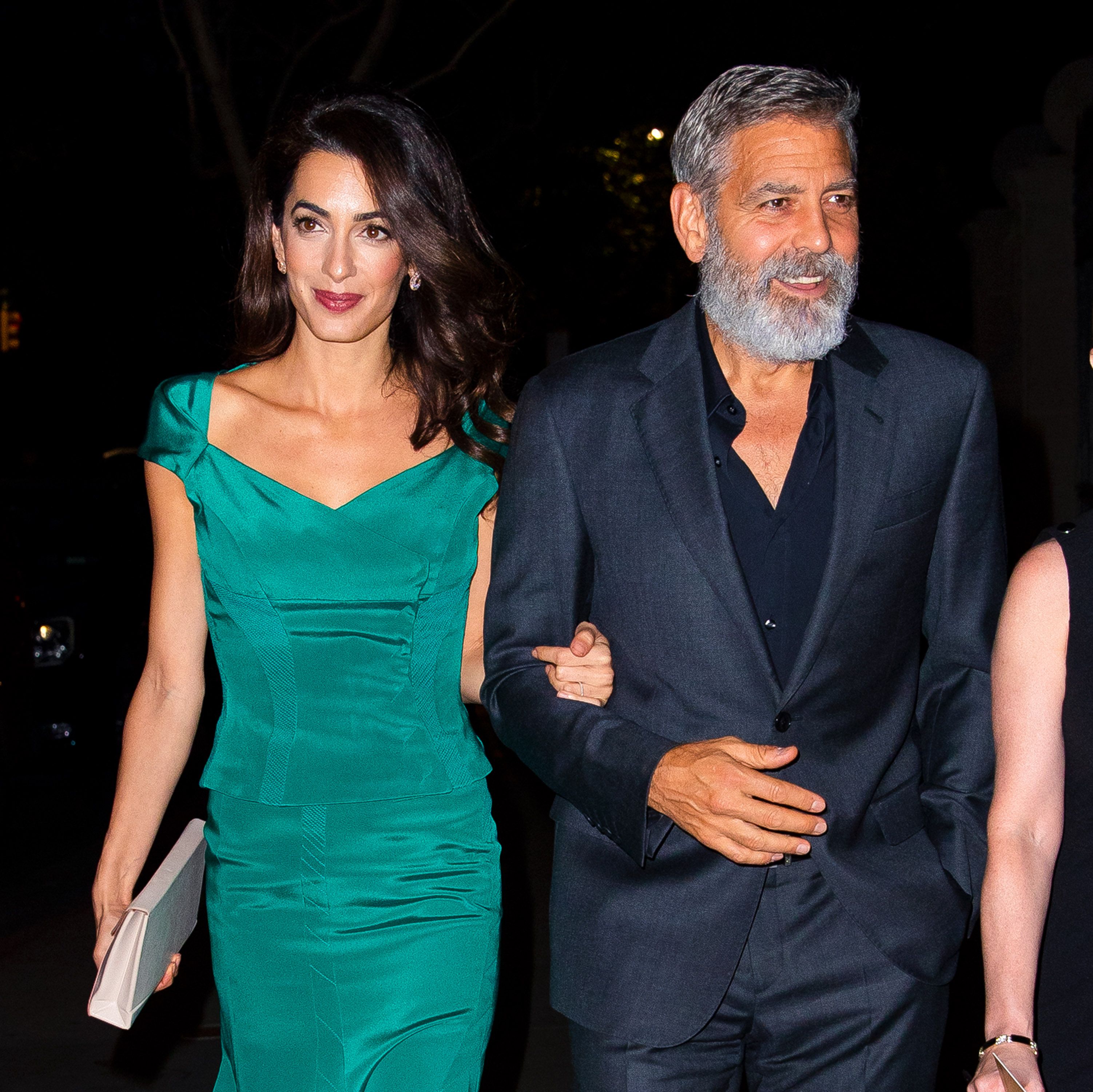 16 Male Celebrities Who Look Amazing With Gray Hair   Amal Clooney And George Clooney Seen On October 01 2019 In News Photo 1582227667 