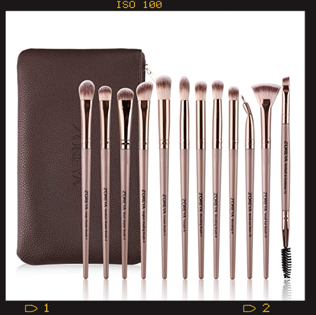 two sets of makeup brushes from amazon on a white background