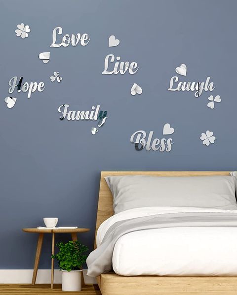 palabras y lettering con espejos para decorar la pared del dormitorio, en amazon