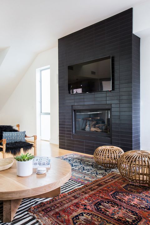 10 Chic Fireplace Tile Ideas, Subway Tile Fireplace Hearth