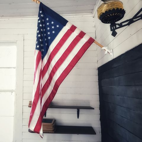 American flag in old school house