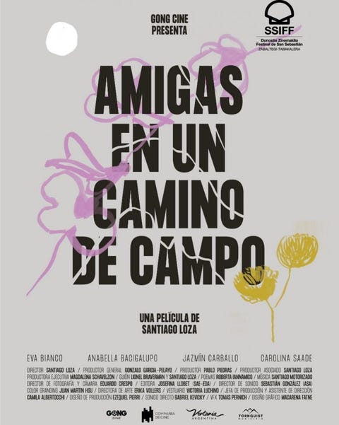 'amigos en un camino rural'