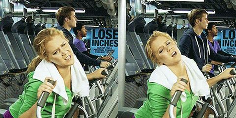 Amy Schumer, gym, exercise, pain, tired, lazy, injury