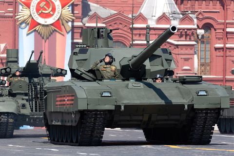 dress rehearsal of victory day military parade in moscow, russia
