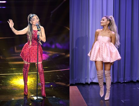 sanremo 2022, ana mena's short dress is a crazy flash, emporio armani's strawberry-colored look immediately suggests summer and ariana grande's style