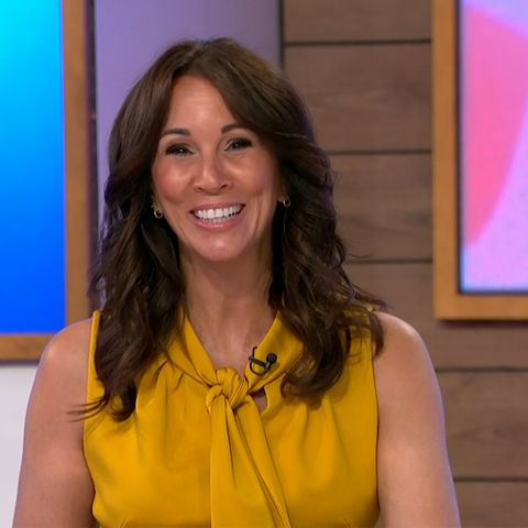 andrea mclean brightens up the screen in sunshine yellow jumpsuit