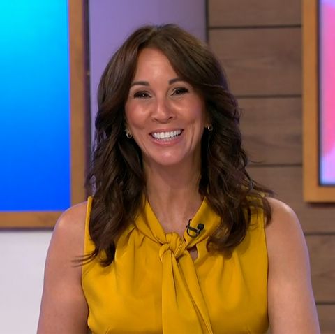 andrea mclean brightens up the screen in sunshine yellow jumpsuit