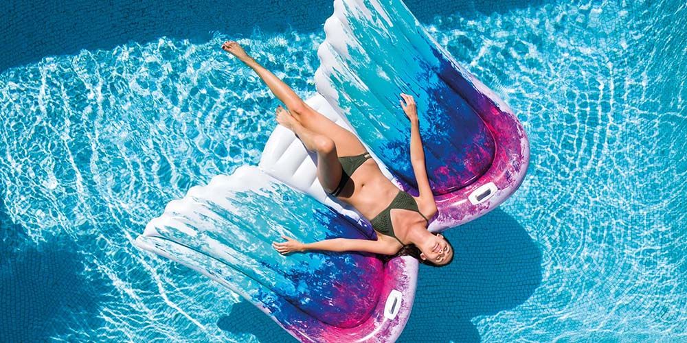 Giant Inflatable Angel Wing Float Raft Swimming Pool Beach Lounger Bed Toy Chair 