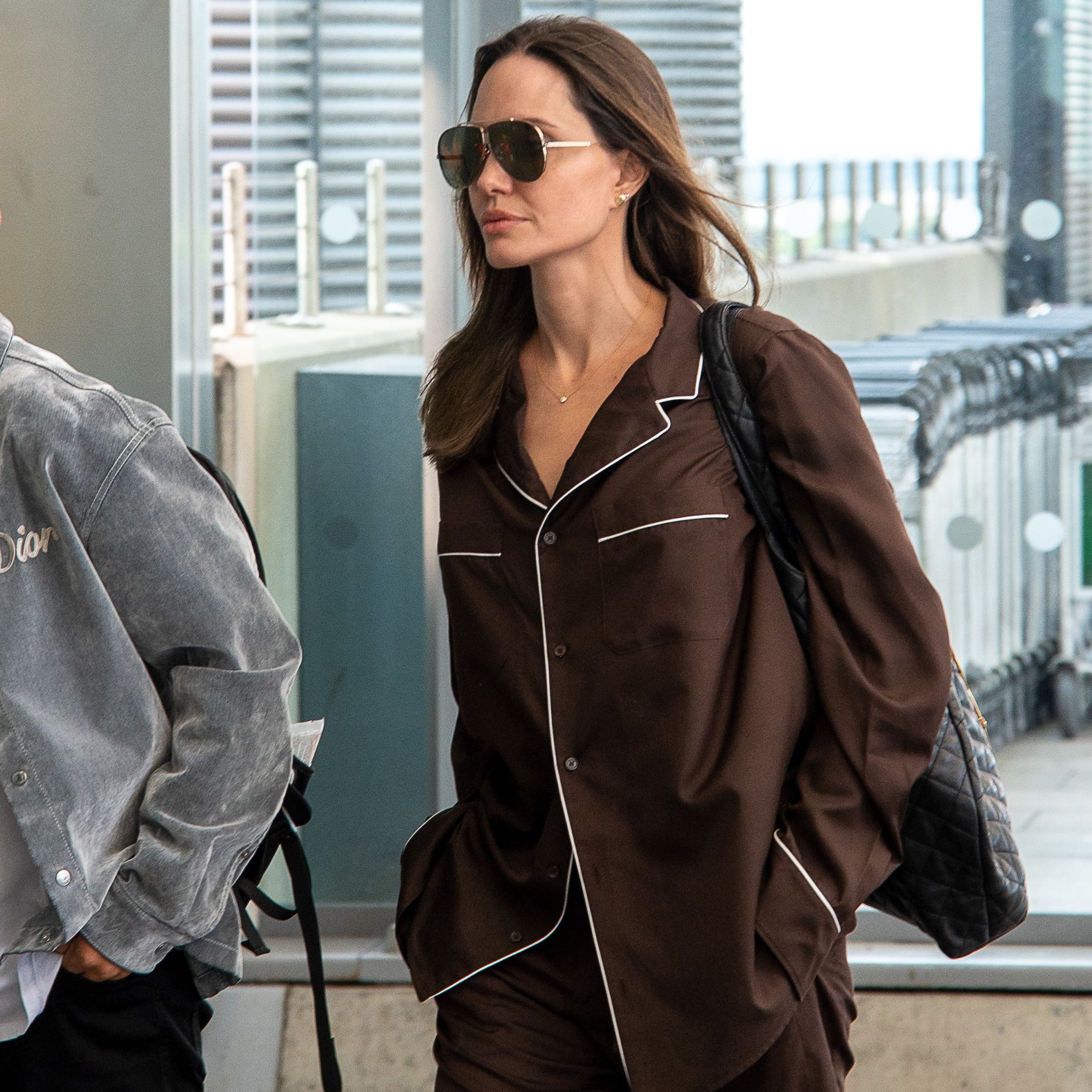 Angelina Jolie's Luxe Airport Outfit Involves a Valentino Pajama Set