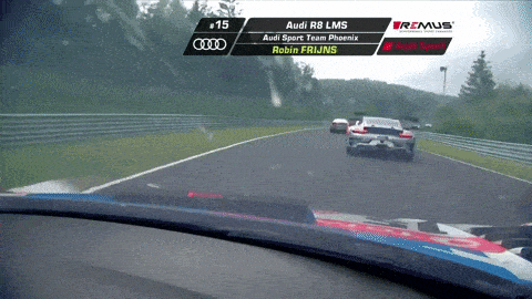 robin frijns saves his audi r8 lms while passing two lapped cars