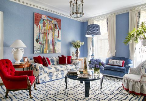 Stylish Living Room Decor Ideas, Red And Blue Living Room Ideas