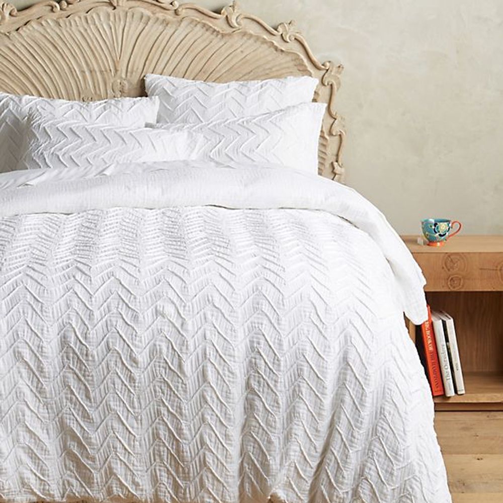 11 Best White Duvet Covers For 2018 White Duvet Sets For Your Bed   Anthropologie Chevron Duvet 1522864266 