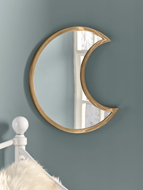 antique brass crescent moon mirror