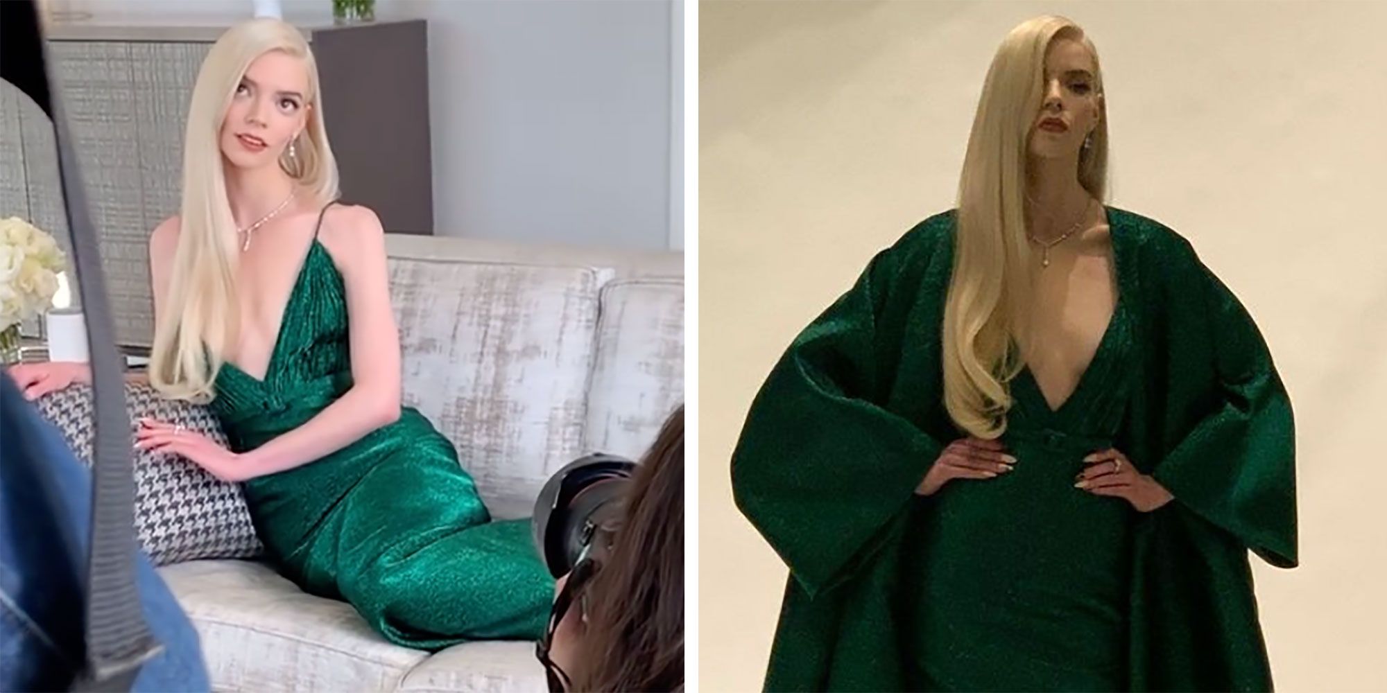 anya taylor joy green dior dress