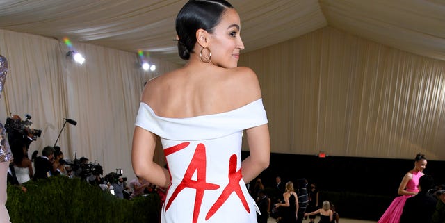 AOC Wore a Dress With a Stark Message to the Met Gala