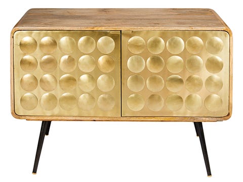 Aparador en dorado y madera estilo mid century