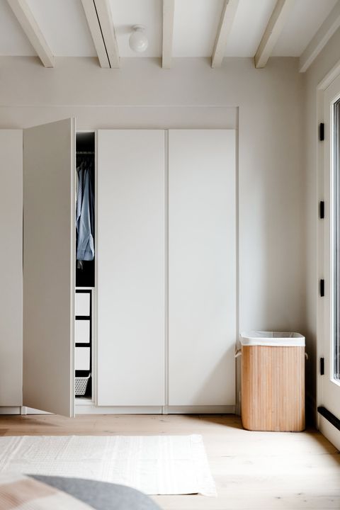 modern closet with hamper