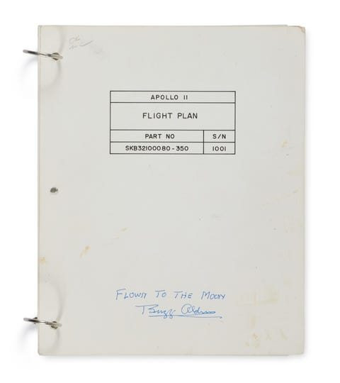The 11 Most Expensive Space Artifacts Ever Sold at Auction apollo 11 summary flight plan with aldrin signature