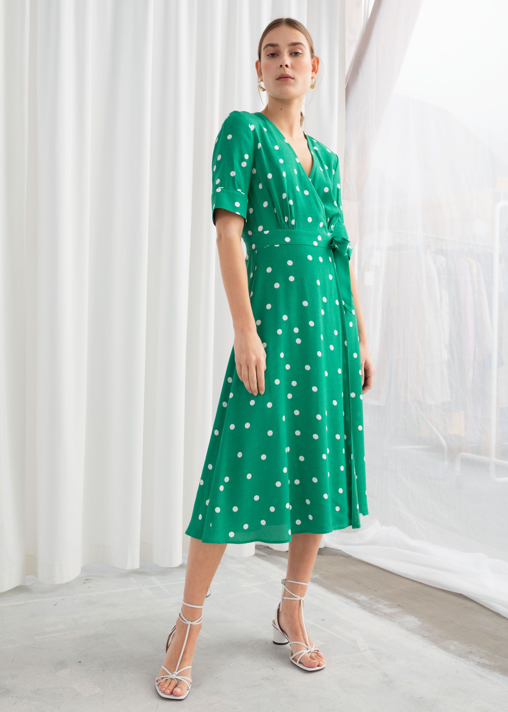 & other stories green wrap dress