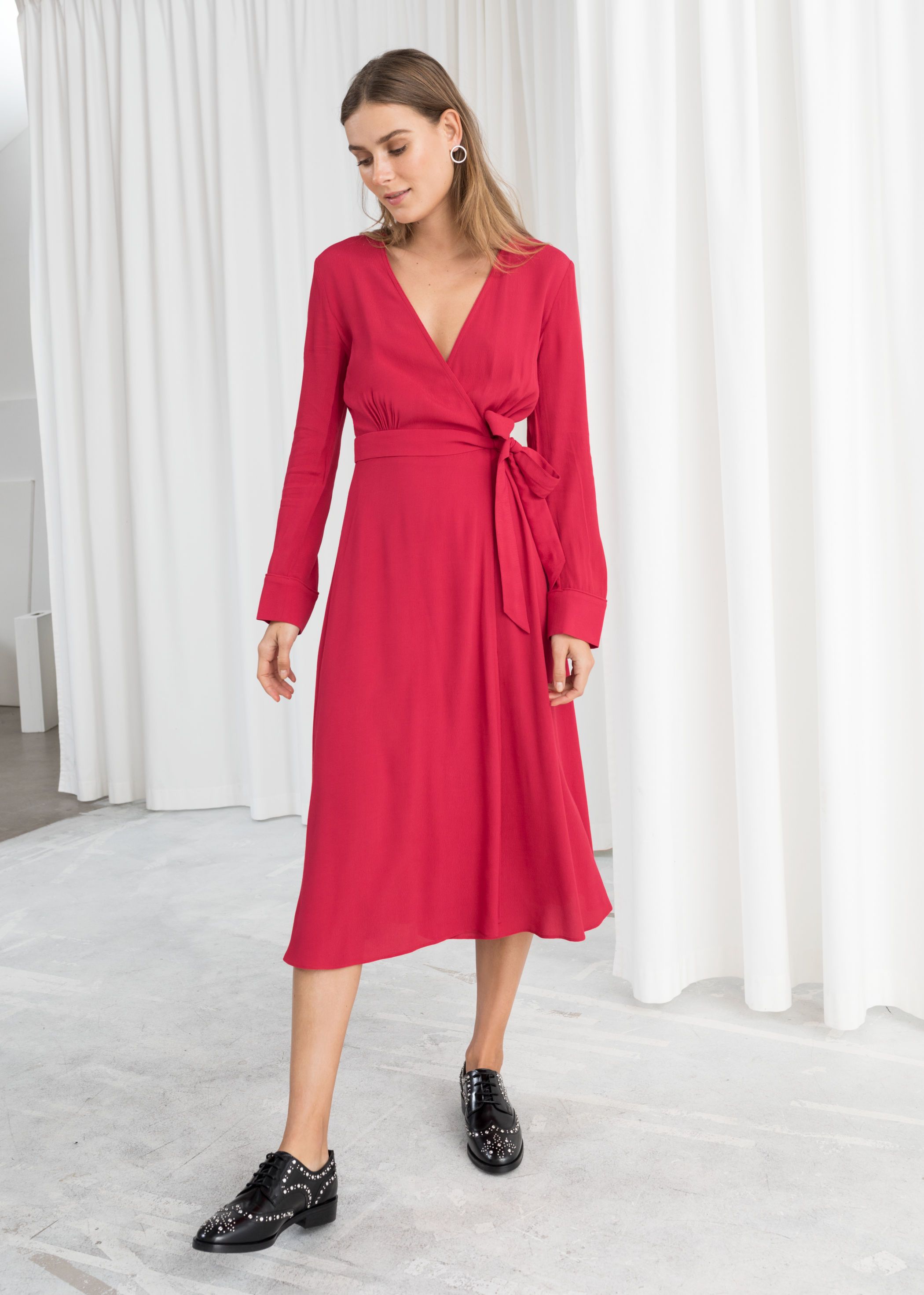& other stories midi wrap dress