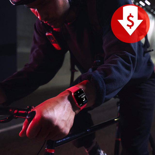 white apple series 7 watch and biker wearing apple watch while riding