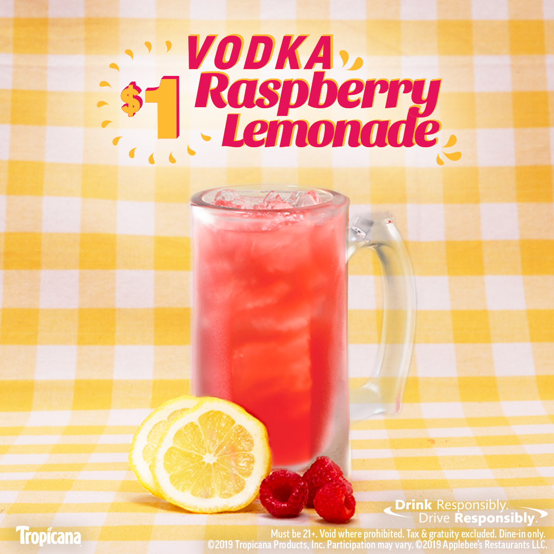 Applebees Announces 1 Vodka Raspberry Lemonades As Their June Drink Of