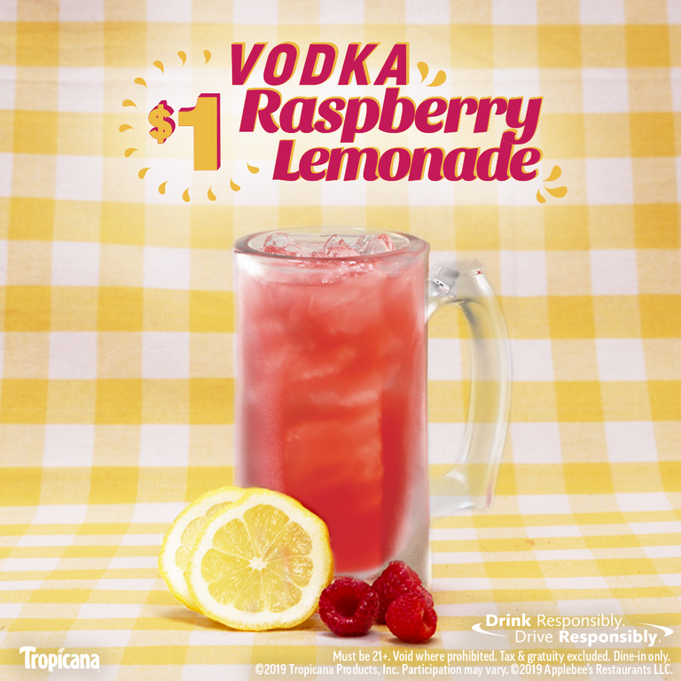 Applebee's Announces 1 Vodka Raspberry Lemonade For The Month June