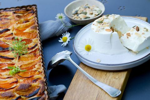 Apricot and cottage cheese pie.