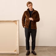 man wearing jcrew chore coat
