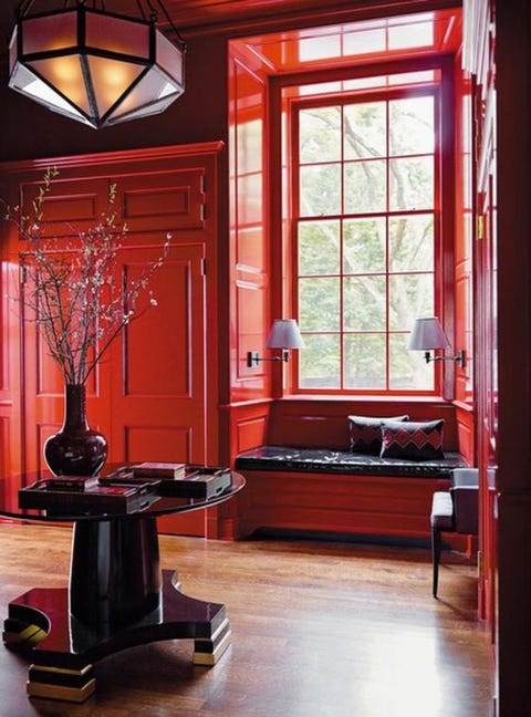 Decoración en rojo-Interiores decorados en color rojo