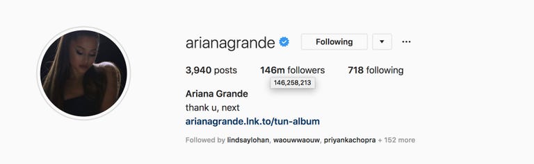 Followers Ariana Grande
