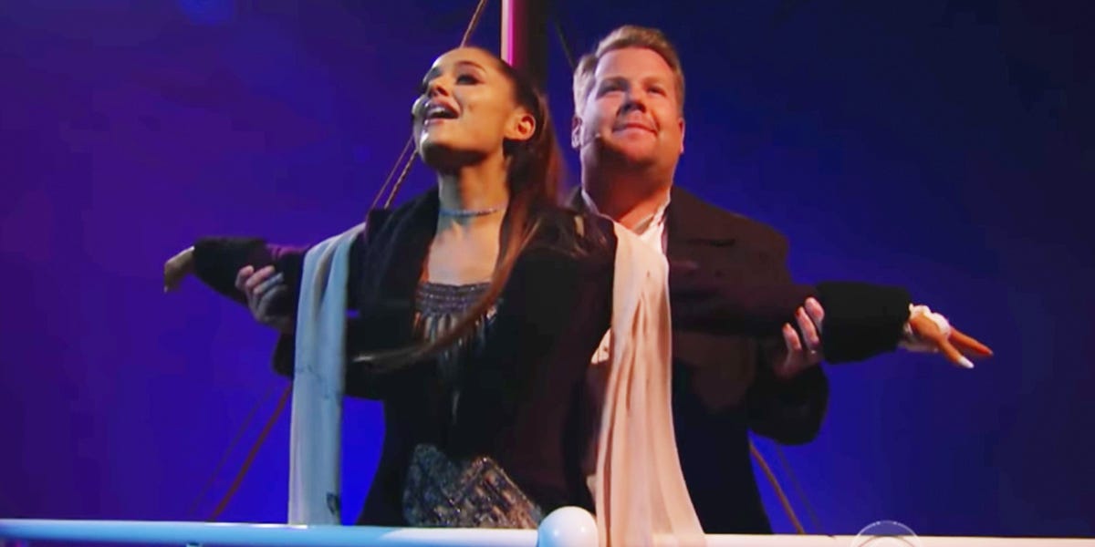 Ariana Grande and James Corden's Soundtrack to 'Titanic' Is A Must Watch