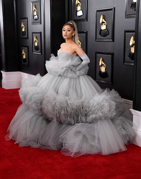 Ariana Grande Wears Second Gray Grammys Dress