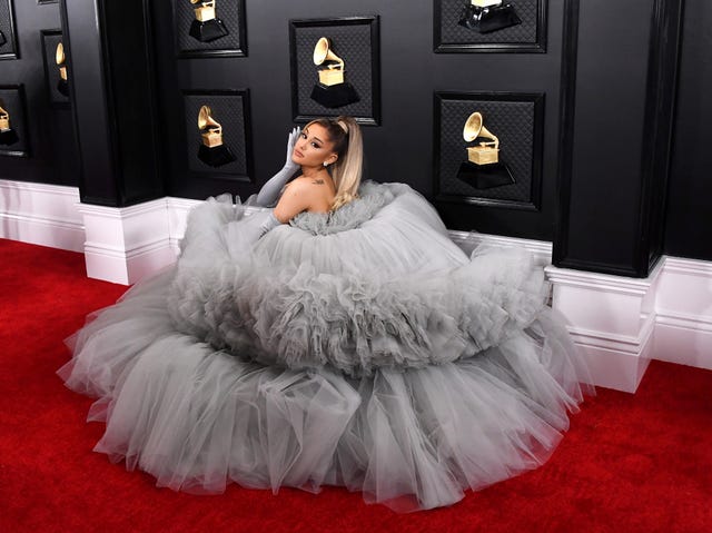 Ariana Grande Has a Cinderella Moment in a Blue Tulle Dress at the 2020 Grammys