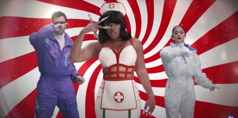 Jimmy Fallon, Megan Thee Stallion, and Ariana Grande in It Was a Masked Christmas jimmy fallon, megan thee stallion, and ariana grande in it was a masked christmas