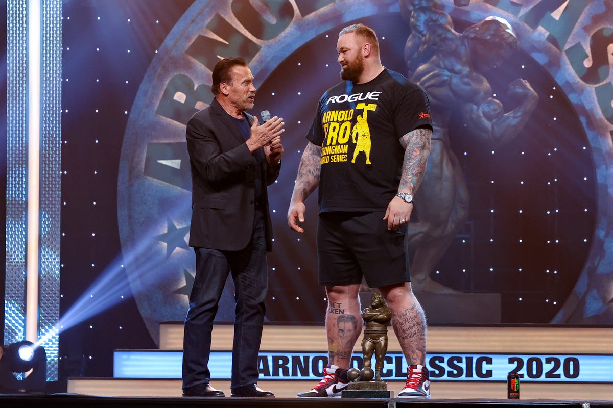 Hafthor Bjornsson Interviewed by Schwarzenegger at Arnold 