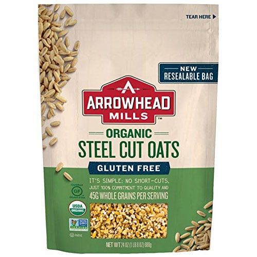 Avena cortada en acero orgánica de Arrowhead Mills sin gluten