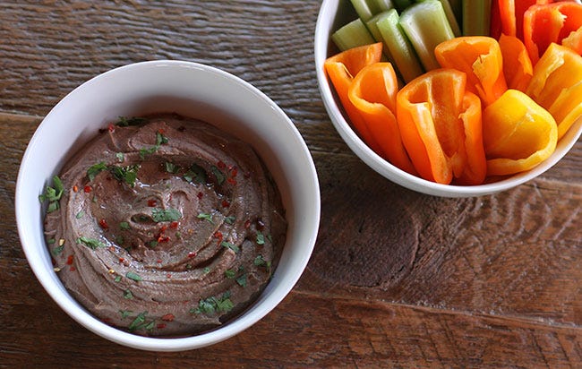 Snack: Black Bean Hummus with Vegetable Scoops