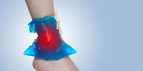 gel pack on an ankle