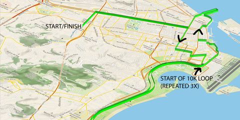 Map of Rio Olympic marathon course.