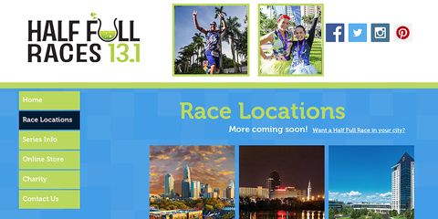 Screenshot of Half Full Races Web Site