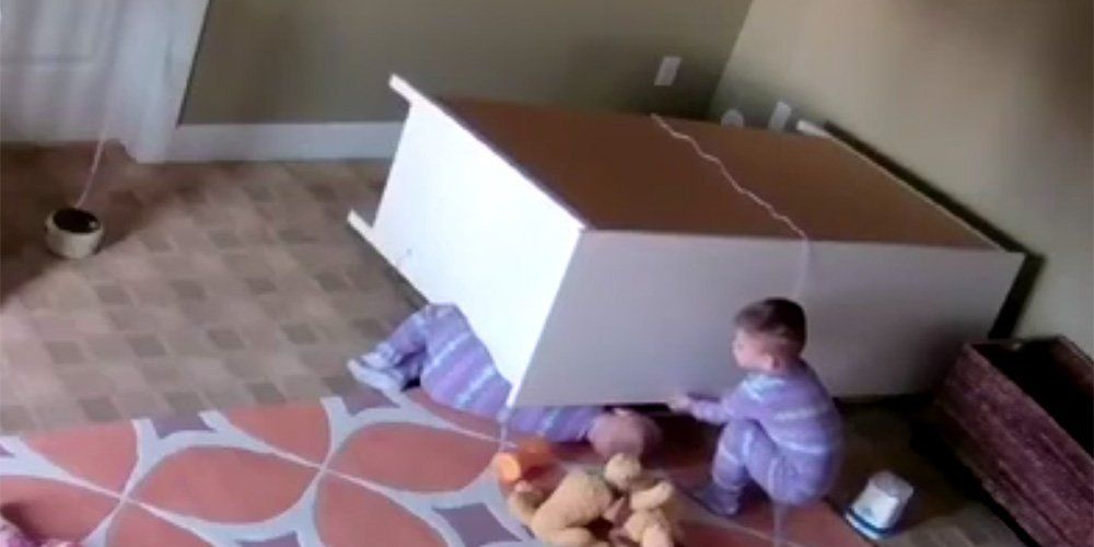 Toddler Rescues Twin Brother After, Dresser Falls On Toddler Twins