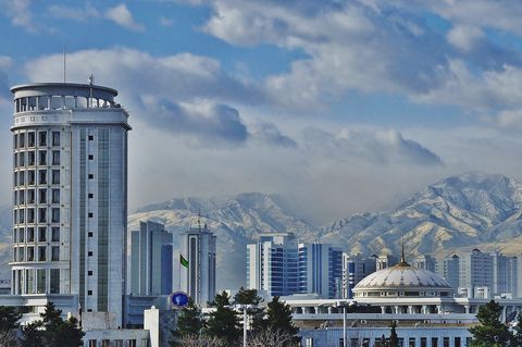 ashgabat cityscape against mountains