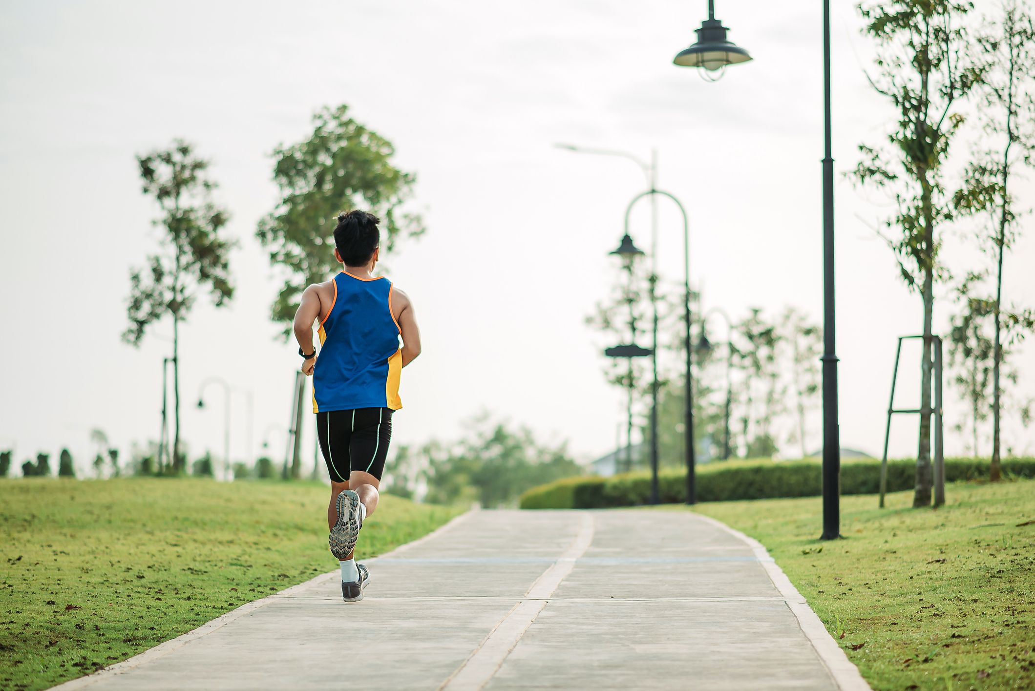 One more run. Tempo Run. Boy Running on the Street illustration.