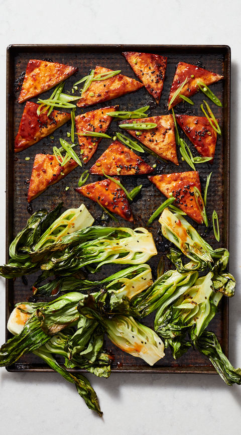 asian tofu with baby bok choy