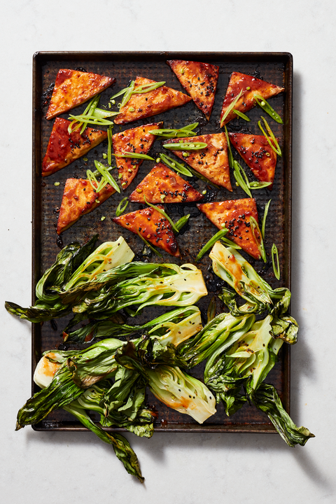 Asian Tofu With Baby Bok Choy Recipe - Sheet Pan Tofu Dinner