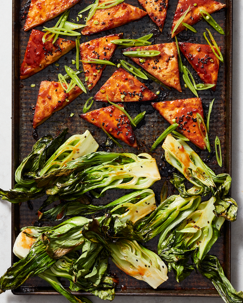 Asian Tofu With Baby Bok Choy Recipe - Sheet Pan Tofu Dinner