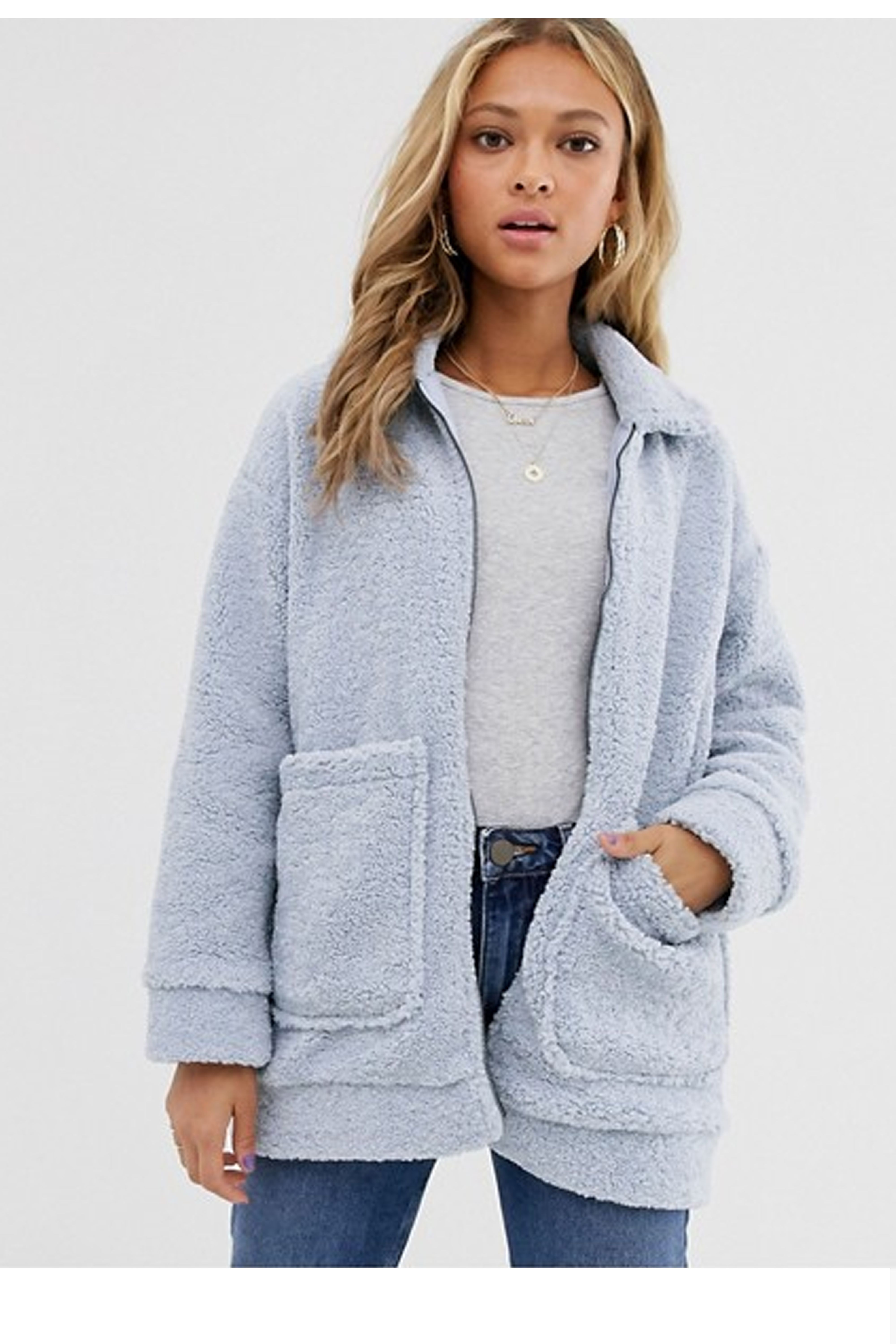 grey teddy coat asos