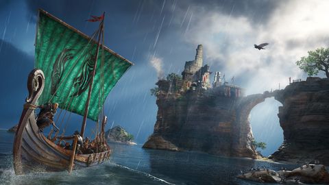 assassin's creed valhalla   female eivor on a longboat